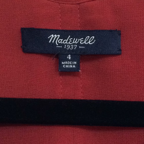 Madewell Brick Red Trapeze Pleated Top Sz 4 - Picture 3 of 8